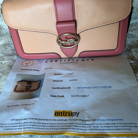 Coach C8607 Georgie Shoulder Bag In Color block IN Blush/Taffy. - Picture 4 of 9